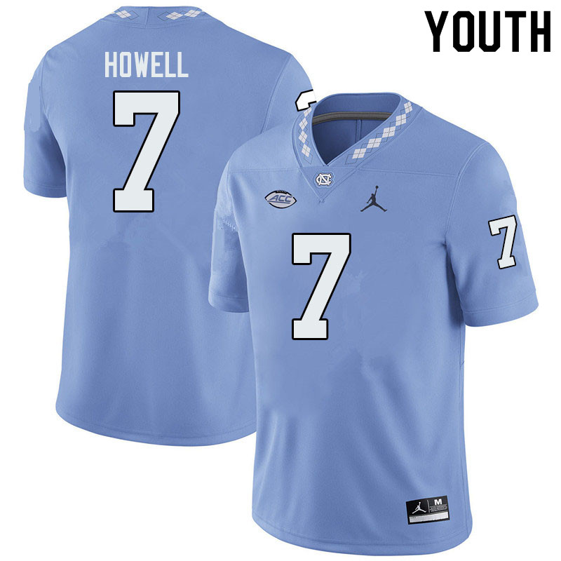 Jordan Brand Youth #7 Sam Howell North Carolina Tar Heels College Football Jerseys Sale-Blue